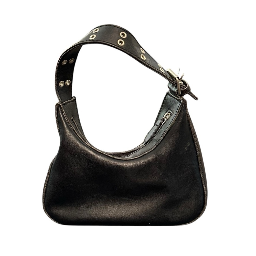 Vintage Y2K Black Grommet Lace Up Purse Shoulder Bag - Picture 7 of 11